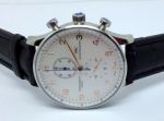 IWC Schaffhausen SS White Face Rose Gold Number Black Leather Replica Watch